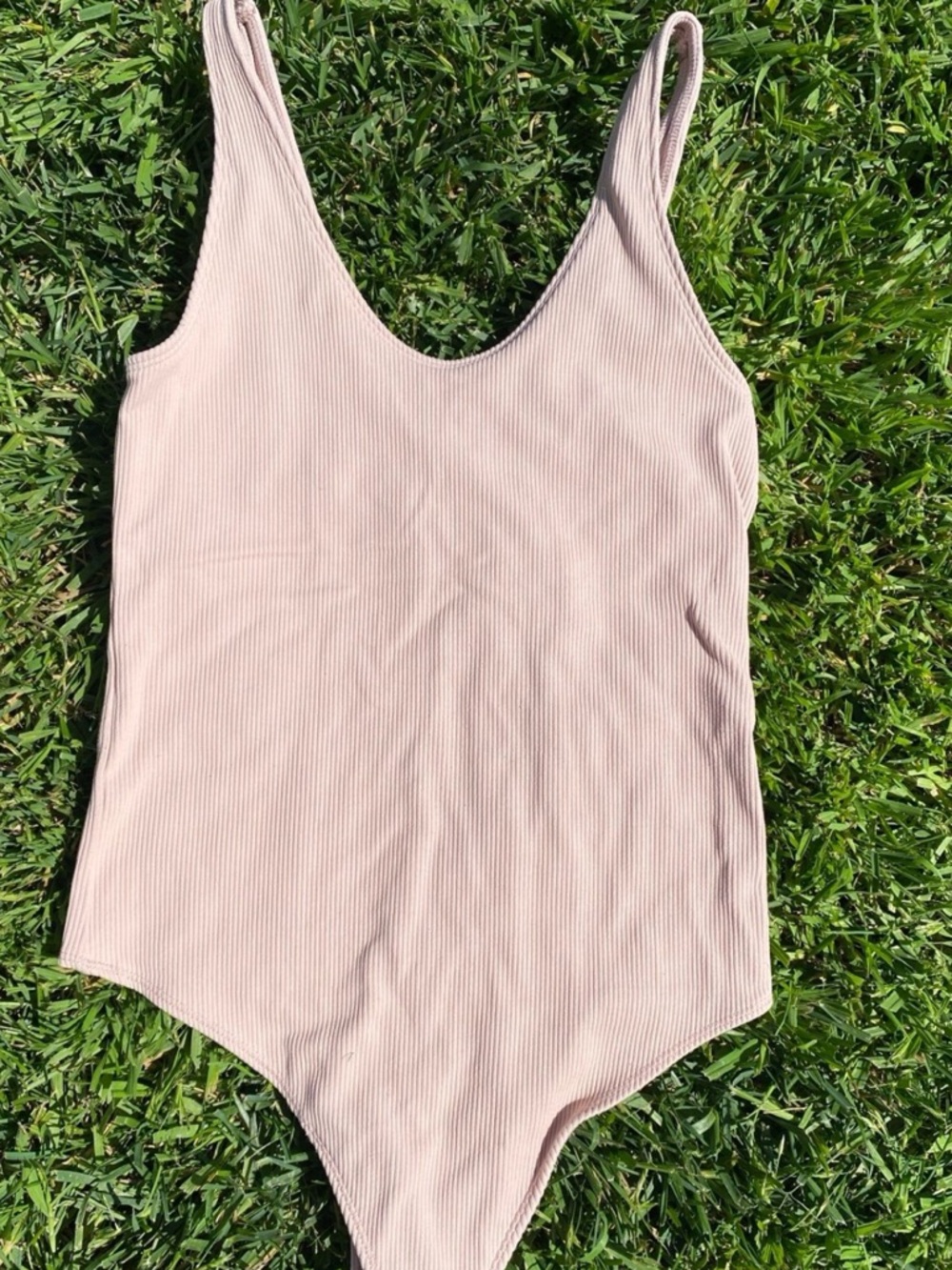 Abercrombie & Fitch Ribbed Bodysuit in Blush